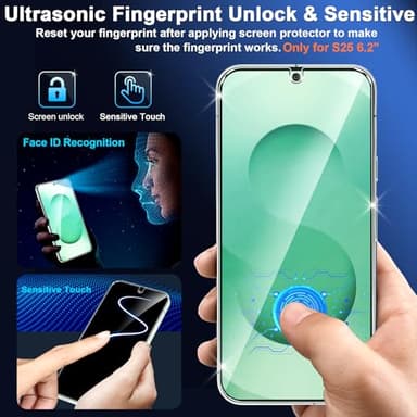 firtstnow 3 Pack Glass Screen Protector for Samsung Galaxy S25 [6.2 inch] + 3 Pack Camera Lens Protector, 9H Tempered Glass, Fingerprint Unlock, HD Clear Case Friendly Anti-Scratch - Image 7