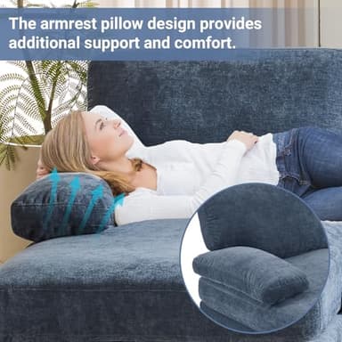 VINGLI 110" Sectional Couches for Living Room,U Shaped Couch with Double Chaise, 4-Seat Sofa Set with Corduroy Fabric for Home Furniture,Ocean Blue - Image 8