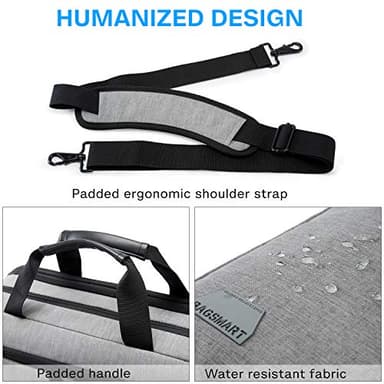 BAGSMART 17.3 Inch Laptop Bag, Expandable Computer Bag Laptop Briefcase Men Women,Laptop Shoulder Bag,Work Bag Business Travel Office, Grey - Image 4