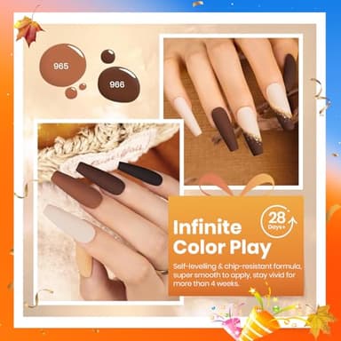 Beetles Fall Brown Gel Polish - 6 Colors Nude Brown Neutral Beige Khaki Glitter Gold Gel Nail Polish Set Roasted Chestnuts Collection Uv Gel Nail Art Manicure - Image 5