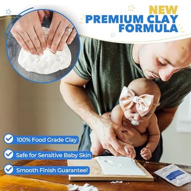 Baby Footprint and Hand Print Kit - Keepsake Frame, Nursery Picture Frames, New Mom Gifts, Newborn Essentials, Baby Shower Gifts (Jet Black) - Image 3