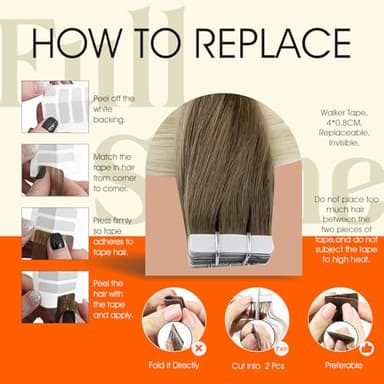 Full Shine Balayage Tape in Hair Extensions Human Hair Color 3/8/613 Brown And Blonde Tape in Extensions Remy Hair Extensions Tape ins 18Inch Seamless Invisible Straight Extension 50G 20Pcs for Women - Image 4