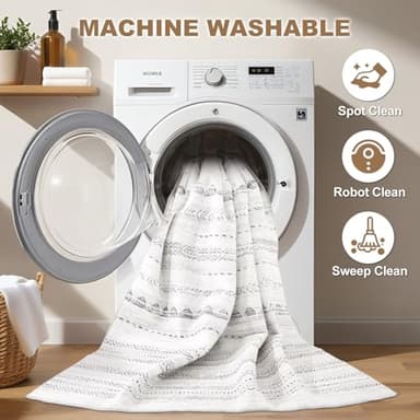 Nakagishi 6x9 Area Rugs Living Room: Washable Boho Large Neutral Soft Farmhouse Rug Stain Resistant Modern Indoor Floor Non-Slip Carpet for Bedroom Nursery Kids Playroom Office Dining Room Dorm- Gray - Image 2