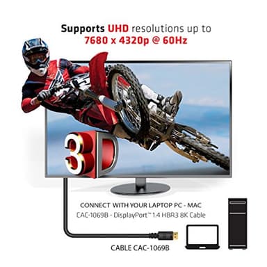 Club3D CAC-1069B VESA Certified DisplayPort to DisplayPort 1.4/Hbr3 M/M Cable DP 1.4 8K 60Hz 4m- 13,12ft - Image 5