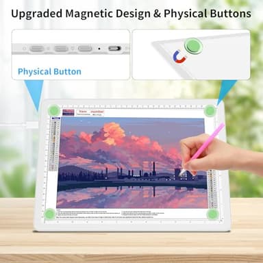 TOHETO A4 Light Board for Diamond Painting, Super Bright Magnetic Light Pad with Side Buttons, Lightbox for Tracing and Drawing, Corded Light Table for Sketching, Animation, Weeding Vinyl (White) - Image 3