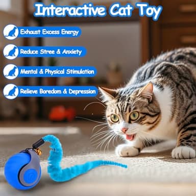 Interactive Cat Toy Ball - Speedy Cat Toys for Indoor Cats with Feather Tails for Chasing, Moving Stimulation Smart Cat Toy for Enrichment, Motion Activated Automatic Rolling Toys to Keep Them Busy - Image 5