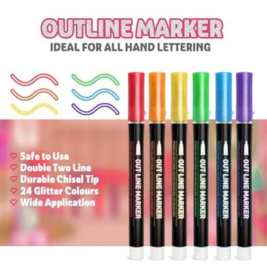 Stocking Stuffers, Outline Glitter Markers, Stocking Stuffers for Teen Girl Gifts Trendy Stuff, 24 Shimmer Markers Outline Pens for Art Supplies for Kids 9-12, Gifts for 4-12 Year Old Girls - Image 5