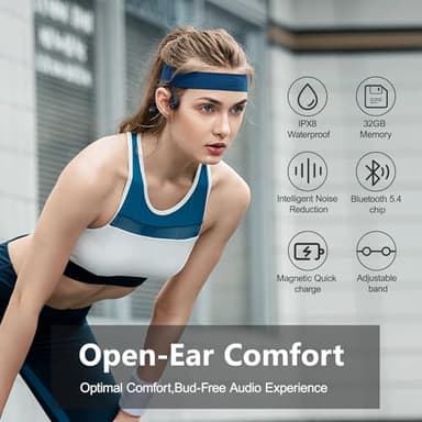 Dnniakm Swimming Headphones,Bone Conduction Headphones Bluetooth 5.4,IPX8 Waterproof,32G Memory Sports Headphone,Underwater Headphone with MP3-Player for Swim,Open Earphones for Swimming Running - Image 3