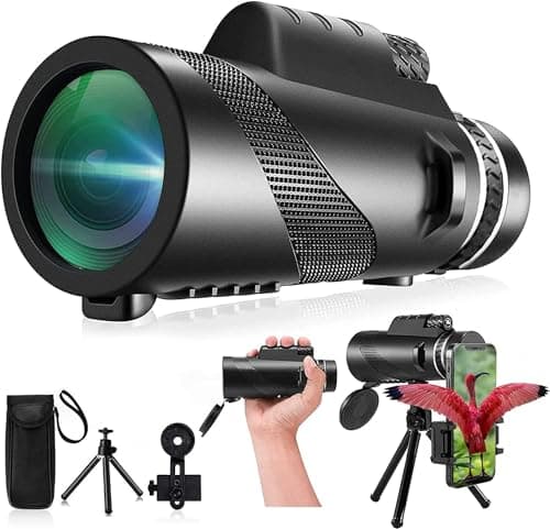 Monocular-Telescope 80x100 High Powered Monoculars High Definition for Adults High Powered with Smartphone Adapter Telescope Hunting Wildlife Bird Watching Travel Camping Hiking-Black