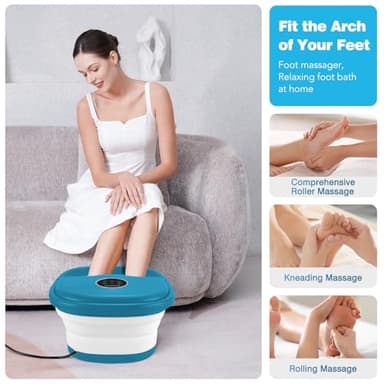 KNQZE Collapsible Foot Spa with Heat, Remote Control, Temperature Control, Bubbles, Pumice Stone, Red Light, Timer, 16 Massage Roller Pedicure Foot Bath Tub Foot Soaker for Relaxation & Stress Relief - Image 5
