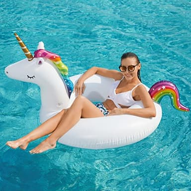 Inflatable Unicorn Flamingo Pool Floats - Jasonwell 2 Pack Pool Floaties Inflatables Rafts for Swimming Pool Tubes for Floating Lake Beach Floaty Swim Rings Pool Party Toys for Adults Kids - Image 3