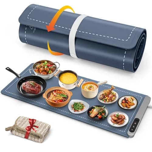 FYY Extra Large Warming Mat for Food - Rapid and Full Surface Heating, 6 Temp Settings, 6H Timer, Rollable Portable Food Warming Mat for Gatherings, Parties, Keep Meal Warm (XX Large Size, Navy) - Image 1