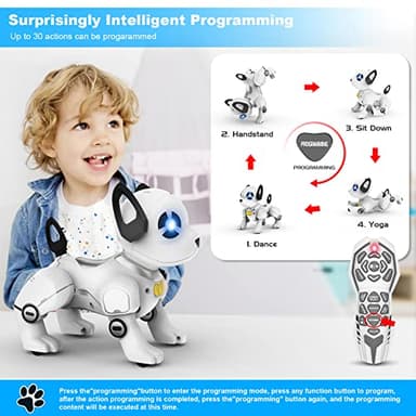 Remote Control Robot Dog Toy, RC Dog Programmable Smart Interactive Robotic Pets, RC Stunt Robot Toys Deg Imitates Animals Music Dancing Handstand Push-up Follow Functions for Boys Girls Toy - Image 3