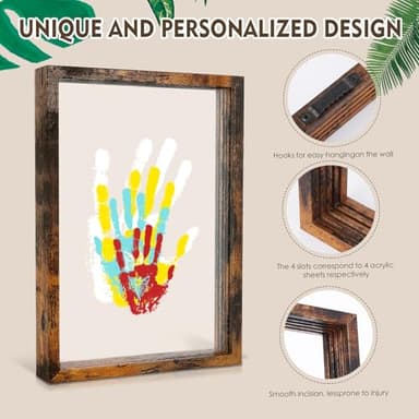 Himake Family Handprint Kit: DIY Art and Craft Keepsake Frame with Non-Toxic Paints, Perfect for New Parents, Grandparents, and Family Special Gifts, Black - Image 3