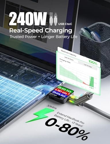 LISEN USB C to Lightning Cable, 240W 4 in 1 Charging Cable 6.6FT, Chubby USB A/C to C/Lightning with Light for iPhone Air 17 16 15 14 Pro/MacBook/iPad/Samsung/Switch 2, Multi Chargers for All Devices - Image 4