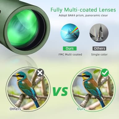 12x50 High-Power Monocular for Adults - Smartphone Adapter, Tripod, Hand Strap - Large BAK4 Prism & FMC Lens - Perfect for Bird Watching, Sports, Hiking, Traveling - Image 4