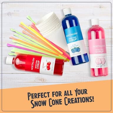 Nostalgia Snow Cone Shaved Ice Machine - Retro Table-Top Slushie Machine Makes 20 Icy Treats - Includes 2 Reusable Plastic Cups & Ice Scoop - White - Image 6