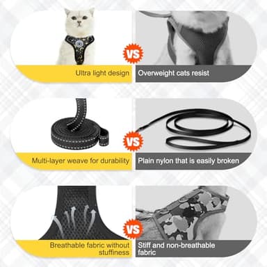 BEAUTYZOO Cat Harness and Leash Set for Walking Escape Proof, Neck Release Adjustable Harness for Kitten Puppy Small Medium Large Cats, Soft Cute Easy Control Small Cat Harness for Cats Boy and Girls - Image 3