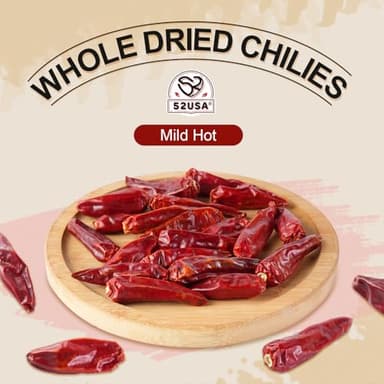 52USA Dried Chilli Peppers, Whole Dried Chilies 4 Oz, Mild Spicy Dried Chiles, Red Chili Pepper, Premium Szechuan Red Dried Chilis, Whole Chili Peppers, Dried Chili Great for Mexican Recipes, Mild Hot - Image 5