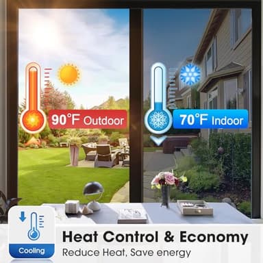 Coavas One Way Privacy Window Film, Sun Blocking Reflective Window Film See Out Not in, Heat Control Window Tint for Home, Anti UV Static Cling for Windows Office Door (Black, 29.5 Inch X 6.5 Feet) - Image 5