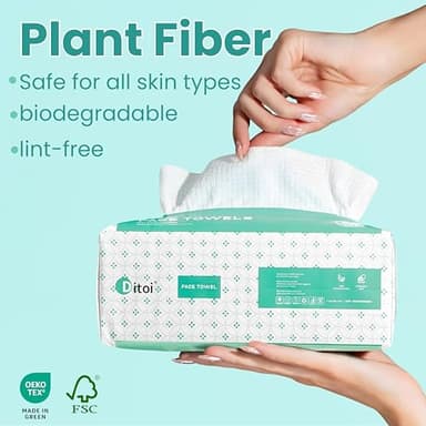 Ditoi Disposable Face Towels,Ultra Soft &Thick Face Dry Wipes for Makeup Removal,Viscose Fiber Facial Coths for Women Daily Cleansing, Skincare,60 Count - Image 3