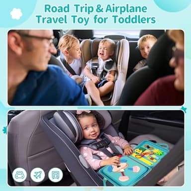 Pitcott Busy Board Montessori Toys for Toddlers 1 2 3 4 Year-Busy Book Board Travel Toy for Plane Car, Birthday Gift for Boys Girls-Preschool Educational Learning Sensory Activity Motor Skills (Green) - Image 6