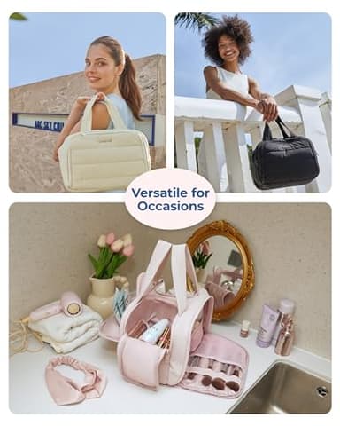 BAGSMART Travel Toiletry Bag, Lightweight Large Wide-open Travel Bag for Women, Puffy Cosmetic Makeup Bag Organizer with Handle for Accessories,Essentials, Toiletries, Pink - Image 7