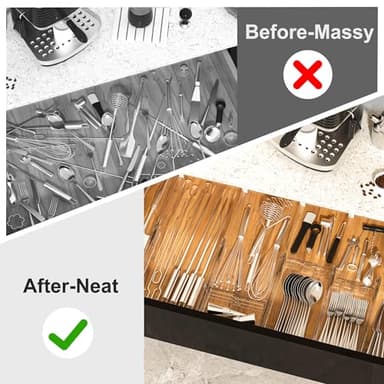 HiYZ Expandable Drawer Dividers - 12.6-22.8'' Adjustable Drawers Organizers for Kitchen Utensils, Drawer Separators in Bedroom, Dresser, Office, Bathroom, Fridge, 12 Pack Long Dividers-Clear - Image 7
