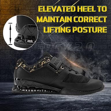 MANUEKLEAR Strong Anti-Slip Deadlift Lifting Squat Shoes for Men, Professional Training Weightlifting Shoes for Men and Women with Rubber Non-Slip Sole Obsidian Black - Image 3