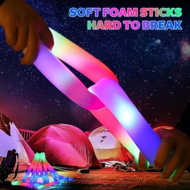 wellent 130 PCS LED Foam Glow Sticks Bulk, Glow in the Dark Party Supplies with 3 Modes Colorful Flashing, Neon Party Favors for Birthday, Wedding, Carnival, Concert, New Year - Image 6