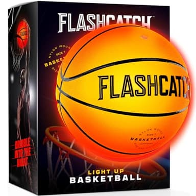 FlashCatch Light Up Basketball - Glow in The Dark - Sports Gear Accessories Gifts for Boys 8-15+ Year Old - Kids Teens Gift Birthday Ideas - Teen Boy Toys Ages 8 9 10 11 12 13 14 15 Outdoor Teenager - Image 1