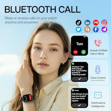 Smart Watch(Answer/Make Call), 1.83" Smartwatch for Men Women, 110+ Sport Modes, Heart Rate/Sleep/Spo2 Monitor, IP68 Waterproof, Pedometer, HD Touchscreen, Activity Tracker for Android iOS, Black - Image 2