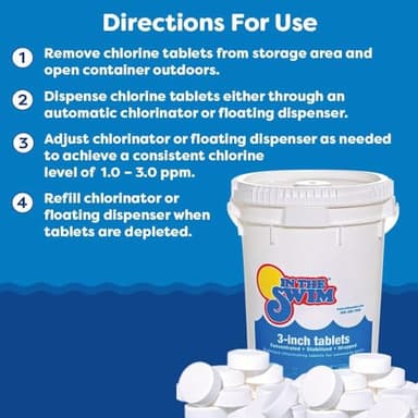 In The Swim 3 Inch Stabilized Chlorine Tablets for Sanitizing Swimming Pools - Individually Wrapped, Slow Dissolving - 90% Available Chlorine - Tri-Chlor - 5 Pounds - Image 5