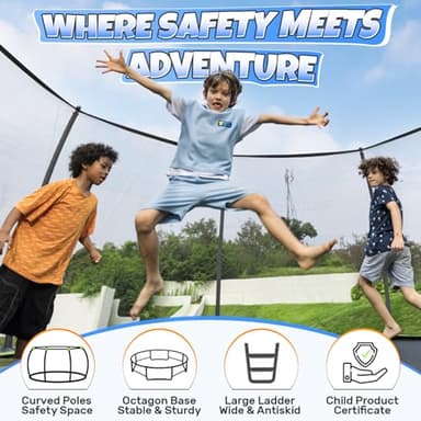 BCAN Trampoline 14FT Recreational Trampoline with Enclosure for Kids Adults, ASTM Approved,Blue - Image 8