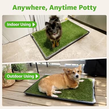 Dog Grass Large Potty Patch, Dog Litter Boxes Artificial Grass Bathroom Turf for Pet Training, Washable Puppy Pee Pad, Perfect Indoor/Outdoor Portable Potty Pet Loo (Tray system-35"X22.6") - Image 7