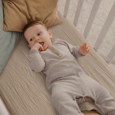 Gllquen Baby Muslin Mini Crib Sheets 3 Pack, Breathable Pack and Play Sheets Fitted Soft Cozy Cotton Pack N Play Sheets for Baby Boy Girls, Universal Fitted Mini Crib Mattresses 38"x26" (Green) - Image 7