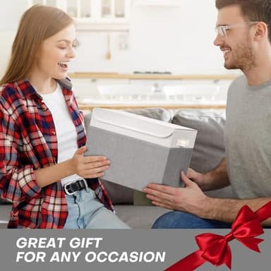 Bagnizer Large 22 Quart Linen Fabric Foldable Storage Bin Cube Organizer Basket with Flip-Top Lid & Handles, Clothes Blanket Box for Home, Office, Closet, Gray & White, 4 Pack 14.6 x 9.5 x 9.5” - Image 8