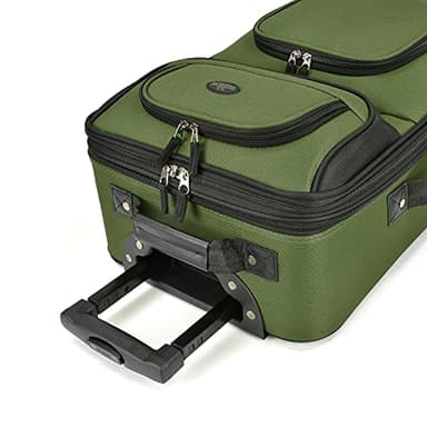 U.S. Traveler Lightweight Rolling 20" Carry On Luggage Softside Suitcase, Green, 2-Wheel Single - Image 4