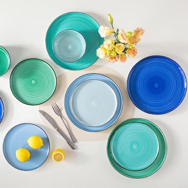 vancasso Bonita Dinnerware Sets 18 Pieces, Blue Stoneware Dishes Set for 6, Plates Set and Bowls Set, Dishwasher and Microwave Safe - Image 5