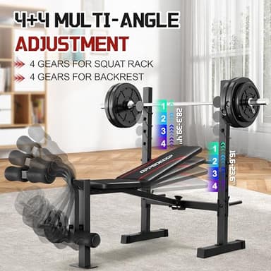 OPPSDECOR Multi-Function Weight Bench Set with Squat Rack Leg Extension & Leg Curl Adjustable Workout Bench for Full Body Fitness Foldable Flat/Incline/Decline Upgrade Bench Press for Home Gym - Image 2