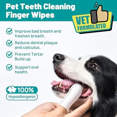 SmileDenX Teeth Cleaning Wipes for Dogs & Cats, Dog Finger Toothbrush Wipes, Dog Dental Care Finger Wipes, Dog Tooth Brushing Kit, Remove Plaque & Tartar Buildup, Fresh Breath (50 PCS, Unscented) - Image 2