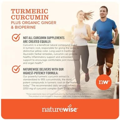 NatureWise Curcumin Turmeric 2250mg - 95% Curcuminoids & BioPerine Black Pepper Extract for Advanced Absorption - Daily Joint and Immune Health Support - Vegan, Non-GMO, 180 Count[60-Day Supply] - Image 4