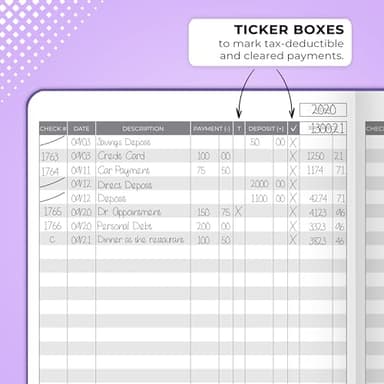 Clever Fox Check Register Book - Deluxe Transaction Register, Accounting Ledger Book, Checkbook Register & Checking Account Register Book for Personal and Work Use, A5 Hardcover - Purple - Image 5