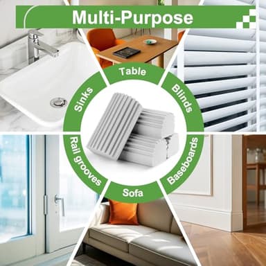 Jeymei 4-Pack Damp Clean Duster Sponge, Sponge Cleaning Brush, Duster for Cleaning Blinds, Glass, Baseboards, Vents, Railings, Mirrors,Window Track Grooves and Faucets（Gray） - Image 5