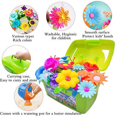 Scientoy Flower Garden Building Toys, Girl Toys Build a Garden, 130 PCS Flower Pretend Gardening Gift for Kids, Floral Arrangement Playset for Age 3-7 Year Old Child Educational Activity - Image 2