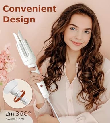 Auto Hair Curler, Automatic Curling Iron with 4 Temperature & 3 Timer, Automatic Shut-Off, Anti-Scald, Anti-Tangle Rotating Curling Wand for Hair Styling, White - Image 6