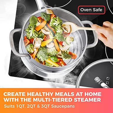 Mueller Pots and Pans Set 17-Piece, Ultra-Clad Pro Stainless Steel Cookware Set, Ergonomic EverCool Handle, Induction Cookware, Includes Saucepans, Skillets, Dutch Oven, Stockpot, Steamer For Cooking - Image 6