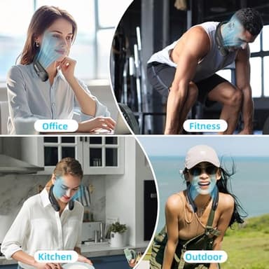 Portable Neck Fan,Hands Free Personal Wearable Bladeless Fan,6000mAh USB Rechargeable,360° Cooling,LED Display,4-Speeds,Birthday Gifts for Men Women Dad Mom,Outdoor Indoor Travel Camping (Black) - Image 4