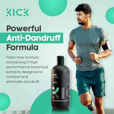 Kick Mens Shampoo - Peppermint & Tea Tree for Oil Control - Sulfate-Free, Refreshing Formula - Anti-Dandruff and Scalp Soothing - Shampoo for Oily Hair - Cruelty-Free - 16.6oz - Image 5