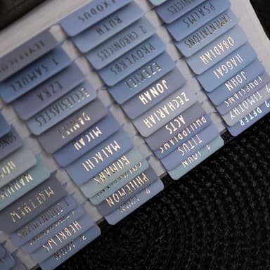 UPAFEXXI-Laminated Bible Tabs (Gold Foil Embossed Lettering), Bible Tabs for Women and Men, Reposition Large Print Stickers, Easy to Read and Apply, 80Chapters Labels for Easy Navigation(Blue) - Image 6